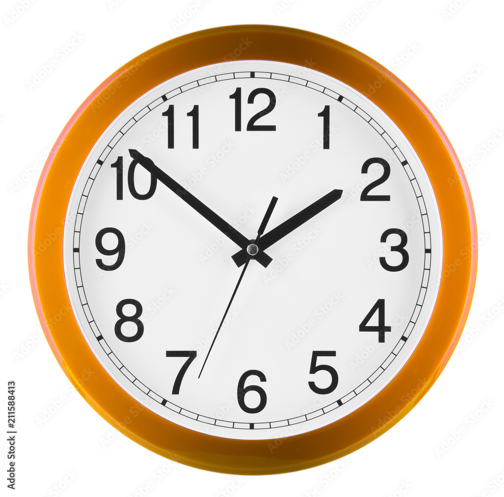 Wall clock isolated on white background. Ten to two Wall clock isolated on white background. Ten to two