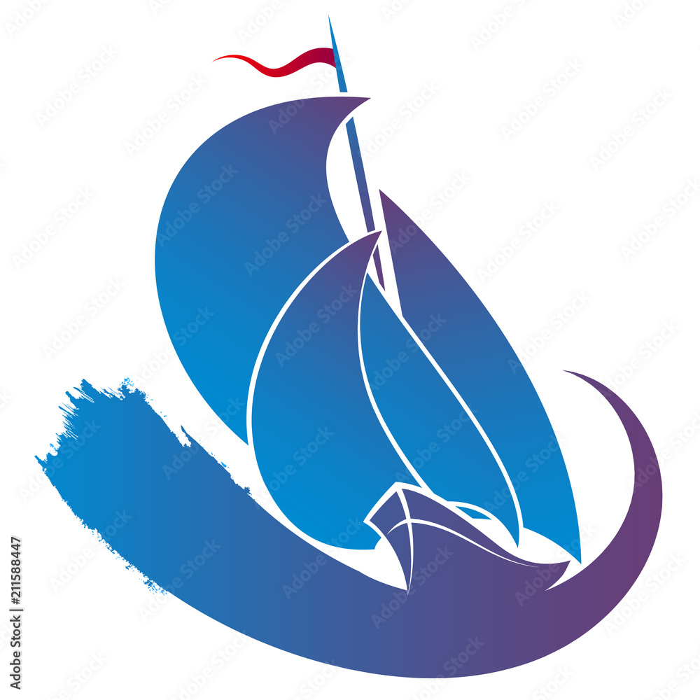 Obraz premium Yacht with sail design