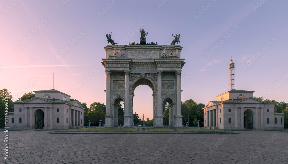 Arco della Pace di Milano all'Alba - obrazy, fototapety, plakaty 