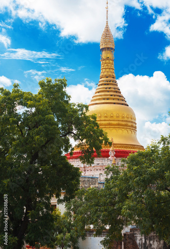 View of the ancient pagoda in Bagan, Myanmar. Vertical.