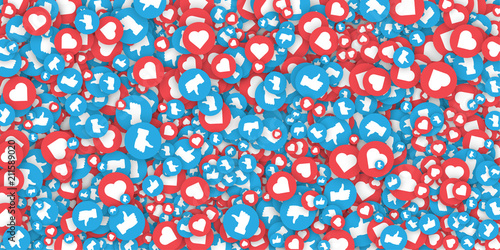 Background with likes and hearts pattern.