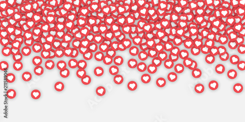 White background with likes and hearts.