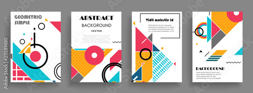 Covers templates set with graphic geometric elements. Applicable for brochures, posters, covers and banners. Vector illustrations.