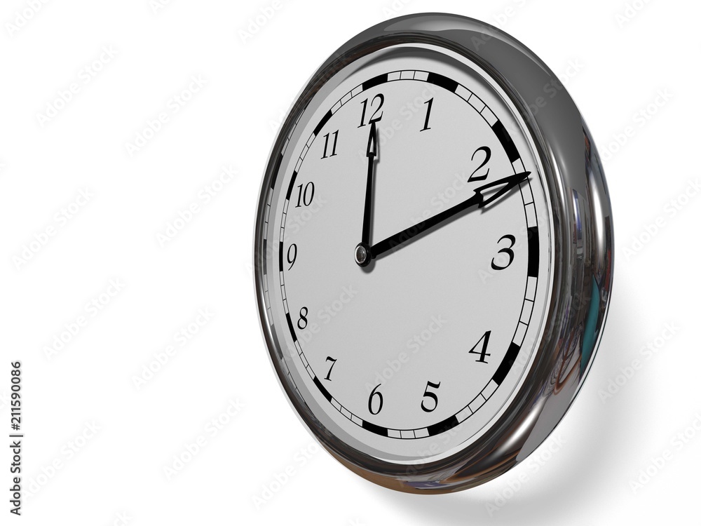 Large clock face with hands that mark the hours on white background Large clock face with hands that mark the hours on white background