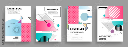 Covers templates set with graphic geometric elements. Applicable for brochures, posters, covers and banners. Vector illustrations.