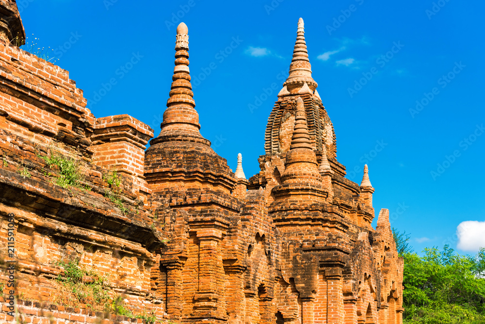 Fototapeta premium View of ancient pagodas in Bagan, Myanmar. Copy space for text.