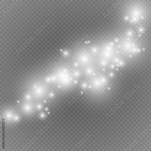 White sparks glitter special light effect. Vector sparkles on transparent background. Sparkling magic dust particles.
