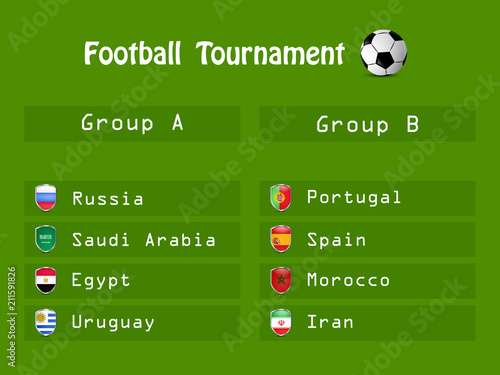 Illustration of shield with different country flags participating in Football Tournament