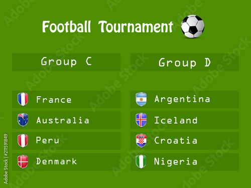 Illustration of shield with different country flags participating in Football Tournament