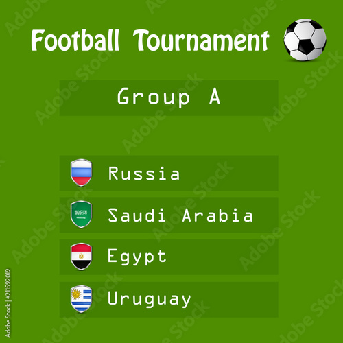 Illustration of shield with different country flags participating in Football Tournament
