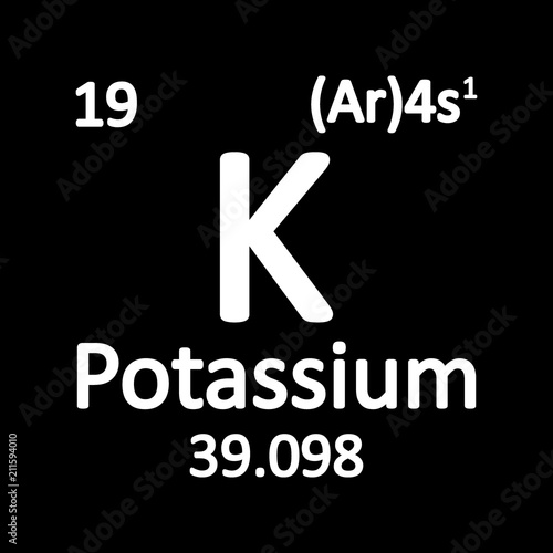 Periodic table element potassium icon.