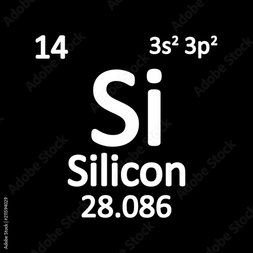 Periodic table element silicon icon.