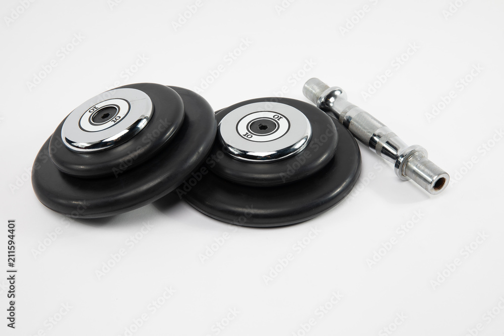 collapsible dumbbell on white background collapsible dumbbell on white background