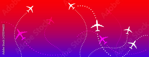 volare, vettoriale, aereo, rotte,