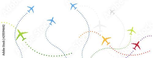 volare, vettoriale, aereo, rotte,