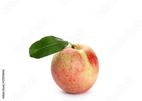 Fresh ripe peach isolated on white background