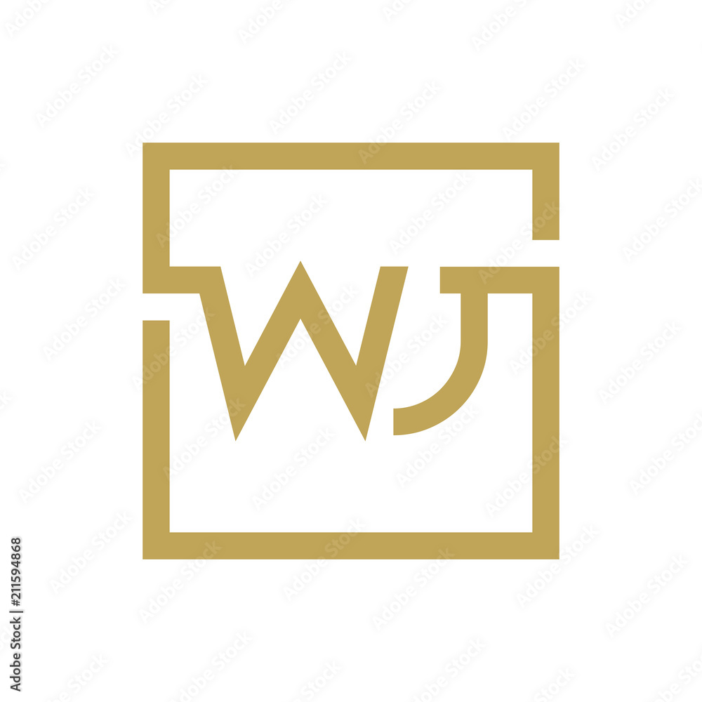 Fototapeta premium two letter logo line square WA TO WZ