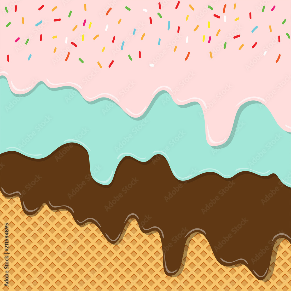 sweet flavor ice cream texture layer melted on wafer background pattern wallpaper. vector illustration. punchy creative pastels and pastel minimalism background with copy space. sweet flavor ice cream texture layer melted on wafer background pattern wallpaper. vector illustration. punchy creative pastels and pastel minimalism background with copy space.