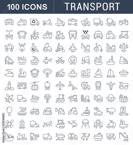 Set Vector Line Icons of Transport.