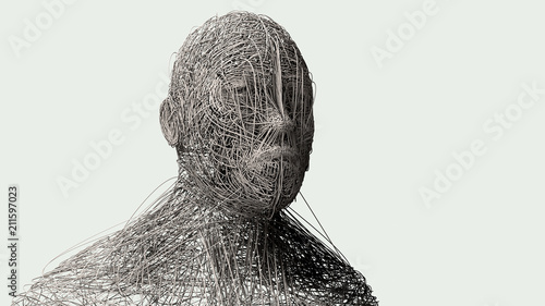 3D render. Human face art portrait
