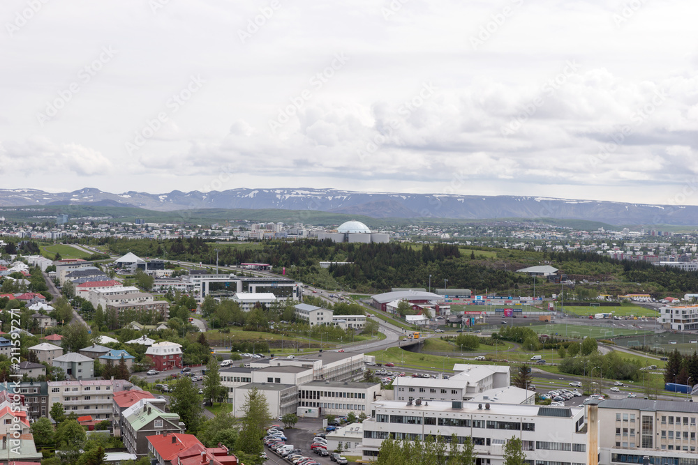 Aerial view of downtown Reykjavik. Capital of Iceland