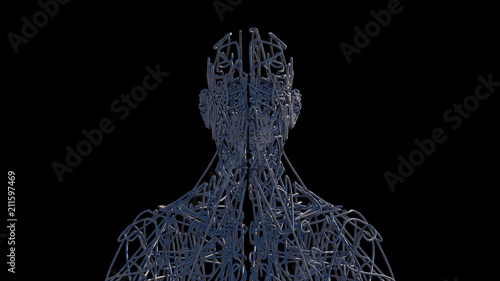3D render. Human face art portrait