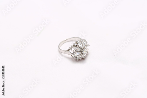 Diamond flower ring , love symbol
