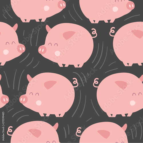 Cute pigs seamless pattern