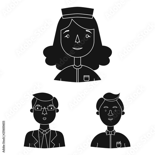 People of different professions black icons in set collection for design. Worker and specialist vector symbol stock web illustration.