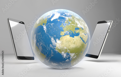 world phones 3d-illustration