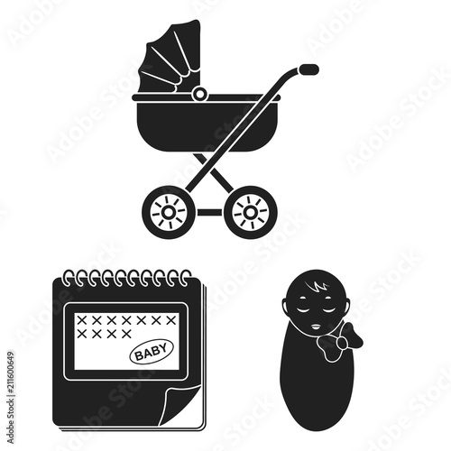 Woman and pregnancy black icons in set collection for design. Gynecology and equipment vector symbol stock web illustration.