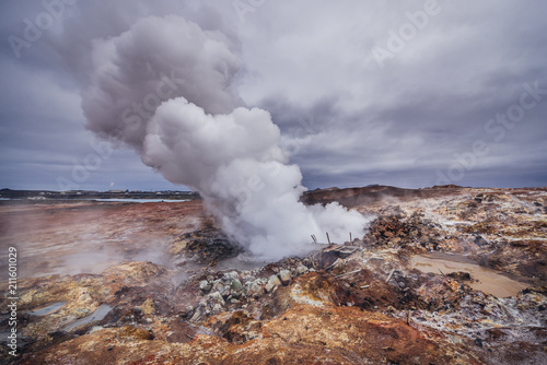Geothermal Area called Gunnuhver located at Reykjanes Peninsula in Iceland