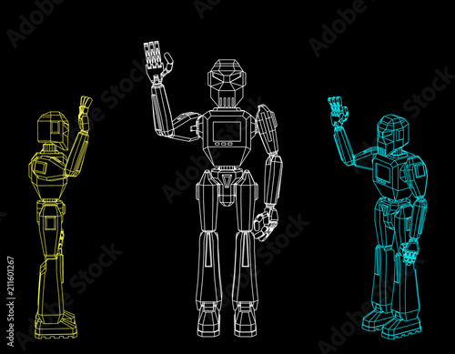 Robot character greeting. I...