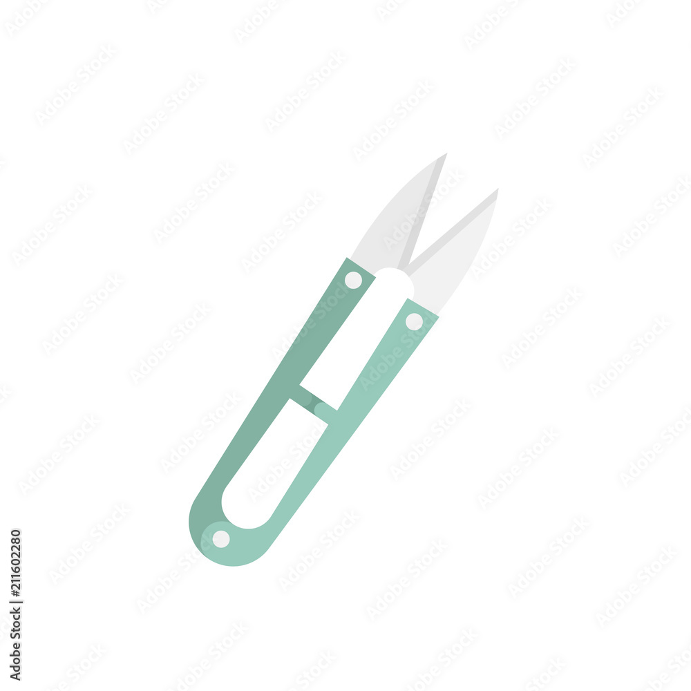 Green thread snips icon illustration Green thread snips icon illustration