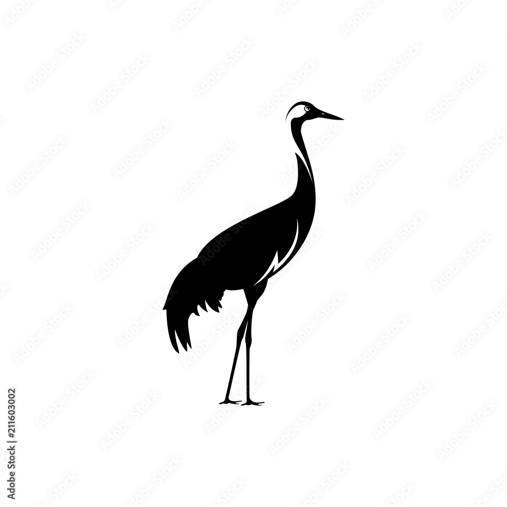 Obraz premium vector crane bird silhouette