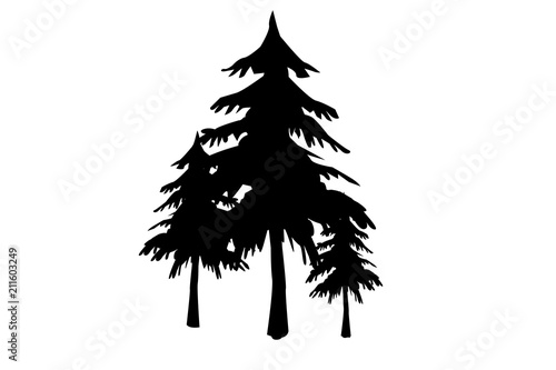 Siluetas negras de árboles.