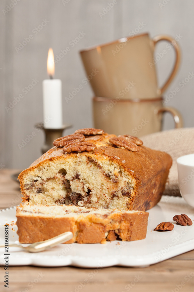 Home Baked Cinnamon Pecan Cake. Home Baked Cinnamon Pecan Cake.