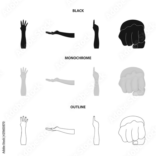 Sign Language black,monochrome,outline icons in set collection for design.Emotional part of communication vector symbol stock web illustration.