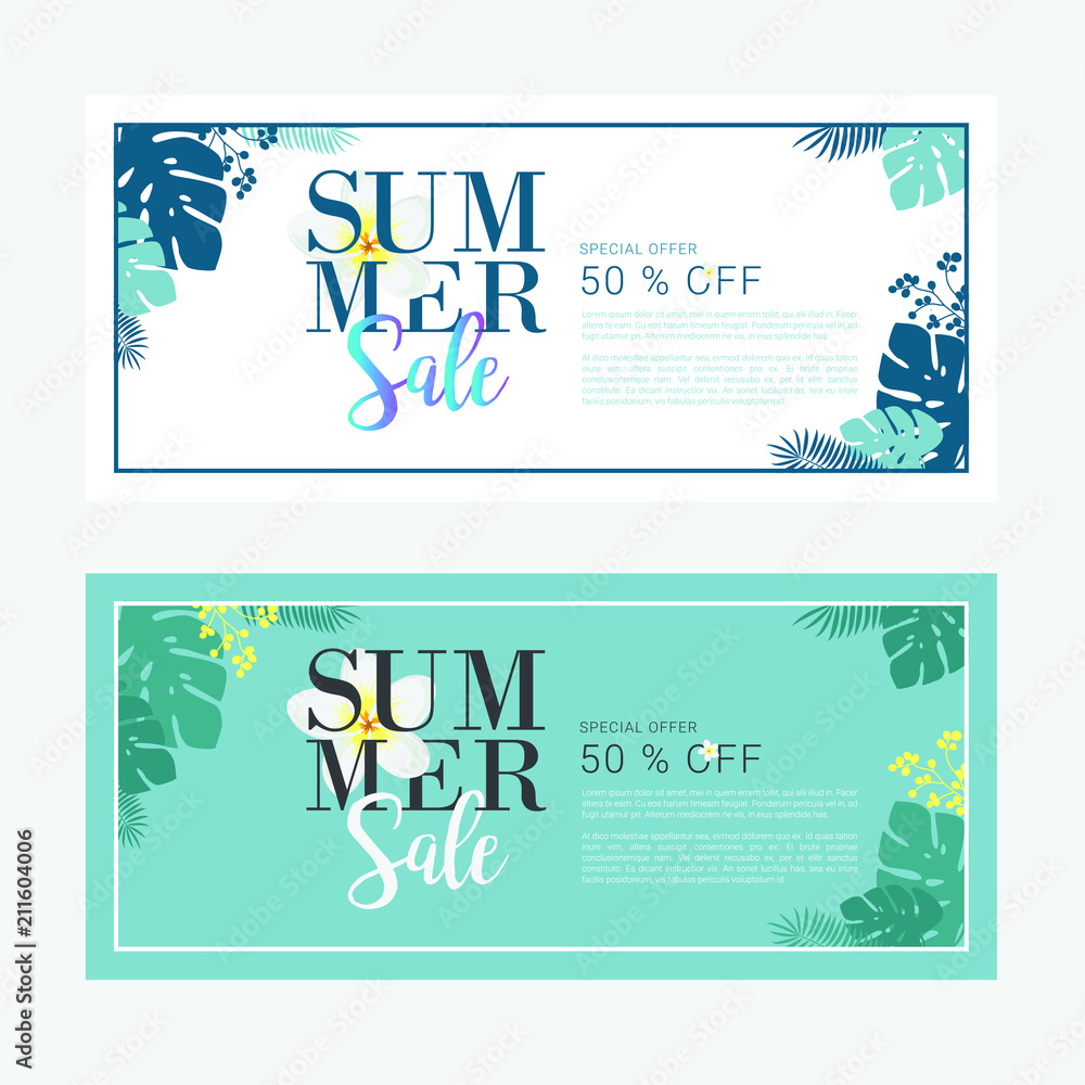 Fototapeta premium Summer sale banner vector illustration