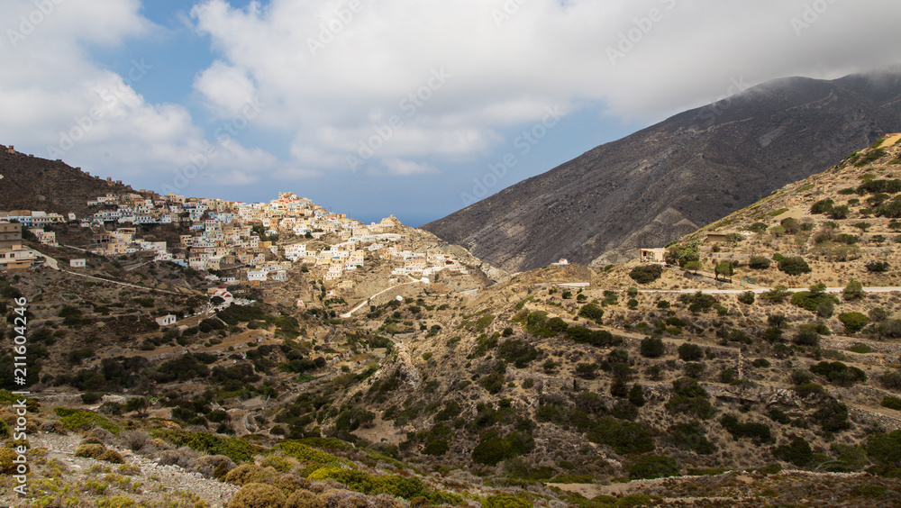 Panoramic view of Olympos in Karpathos island, Dodecanese Greece