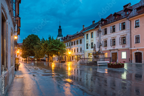 Main square in old town in Skofja Loka, Slovenia