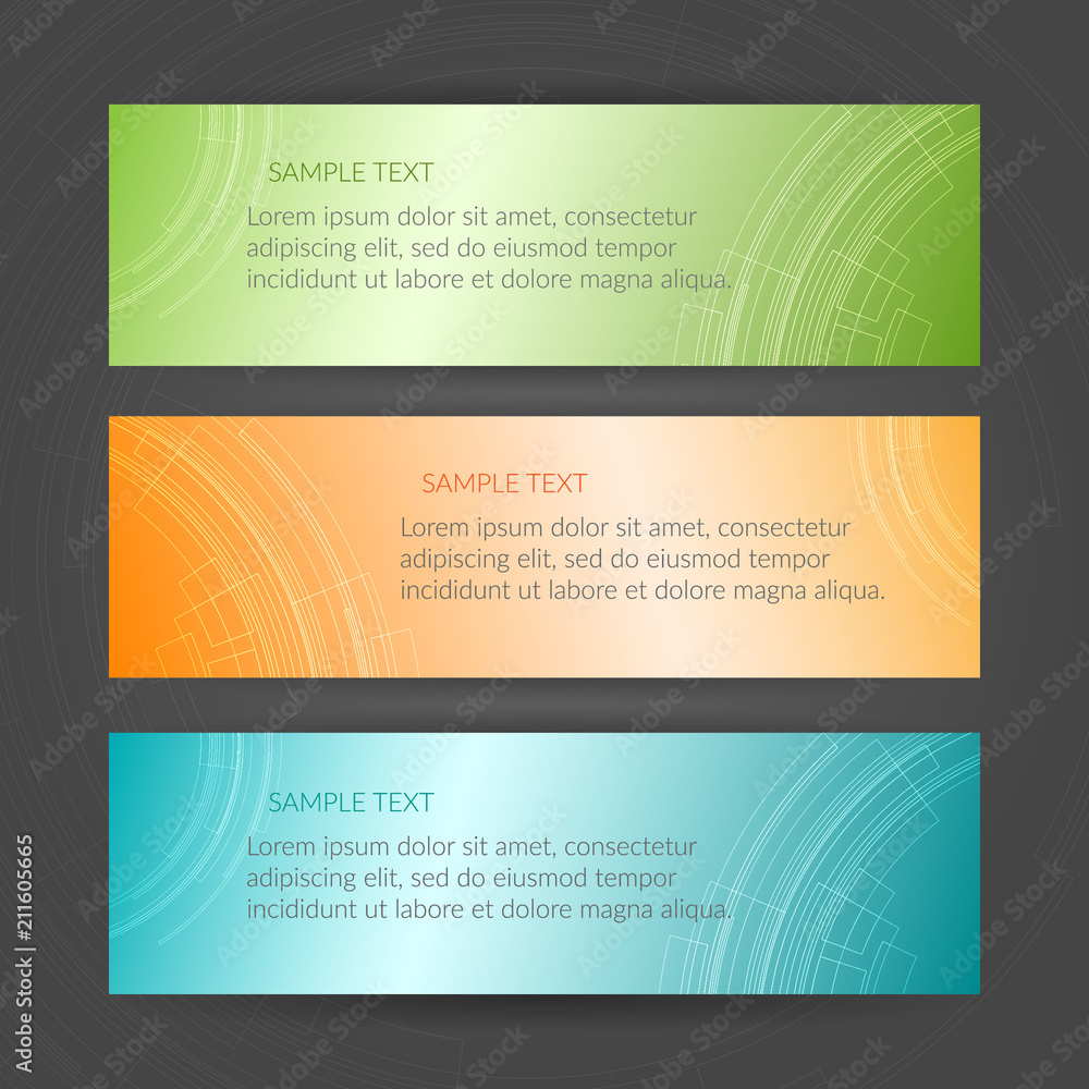 Naklejka premium Abstract geometric orange blue green banner Graphic element of the design of templates header business cards banners presentations Vector colorful card