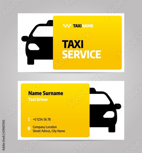Taxi business or visiting card. Vector layout design template for taxi service.