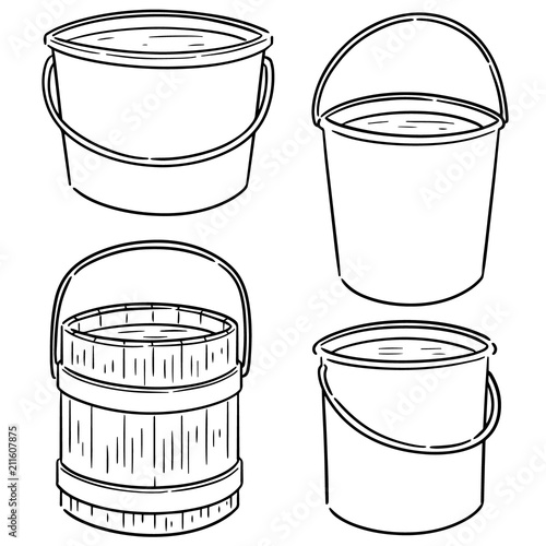 vector set of water buckets