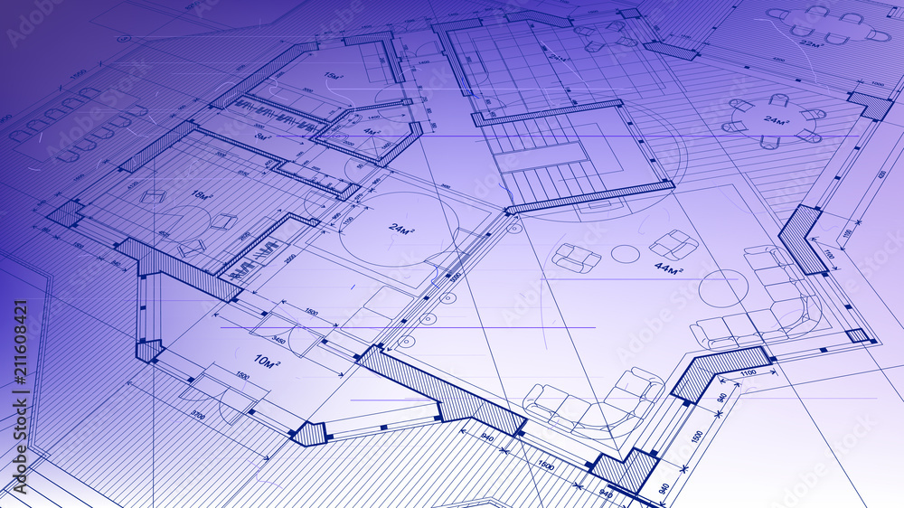 vector architectural plan - abstract architectural blueprint of a modern residential building / technology, industry, business concept illustration: real estate, building, construction & architecture vector architectural plan - abstract architectural blueprint of a modern residential building / technology, industry, business concept illustration: real estate, building, construction & architecture
