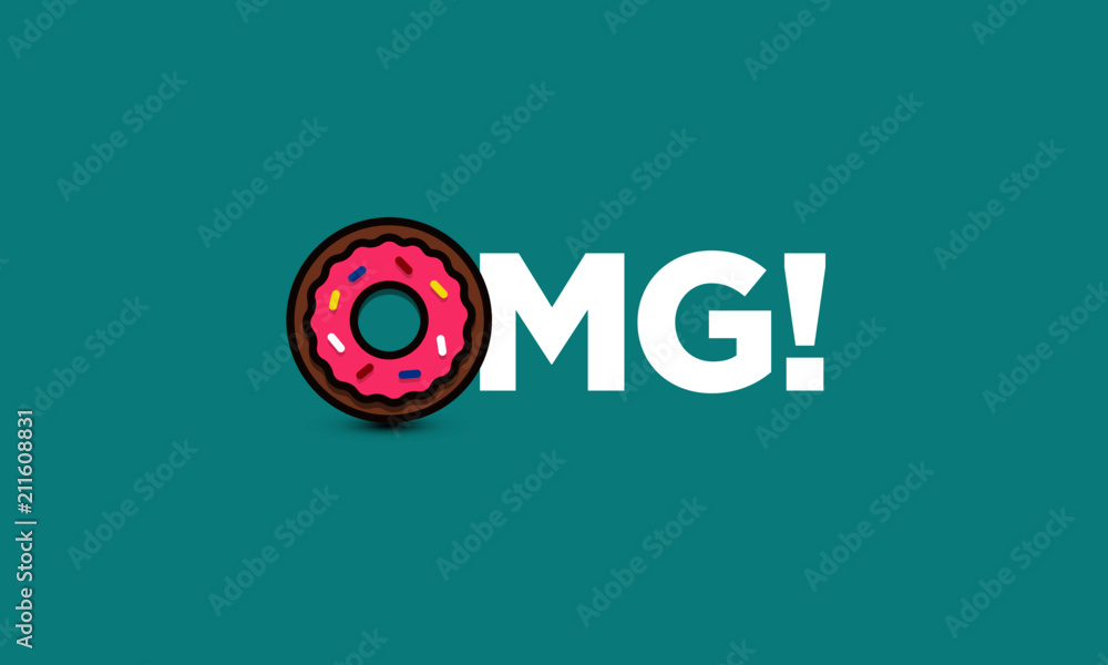 OMG written with a Donut in place of the O Typography Concept Design OMG written with a Donut in place of the O Typography Concept Design