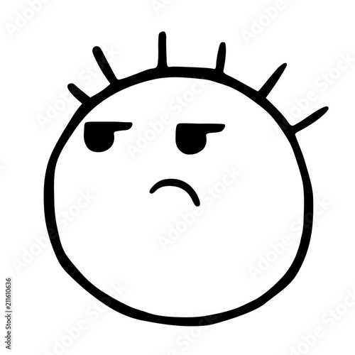 Line emoticons icon, smiley looks away, curved his mouth down, offended emoji