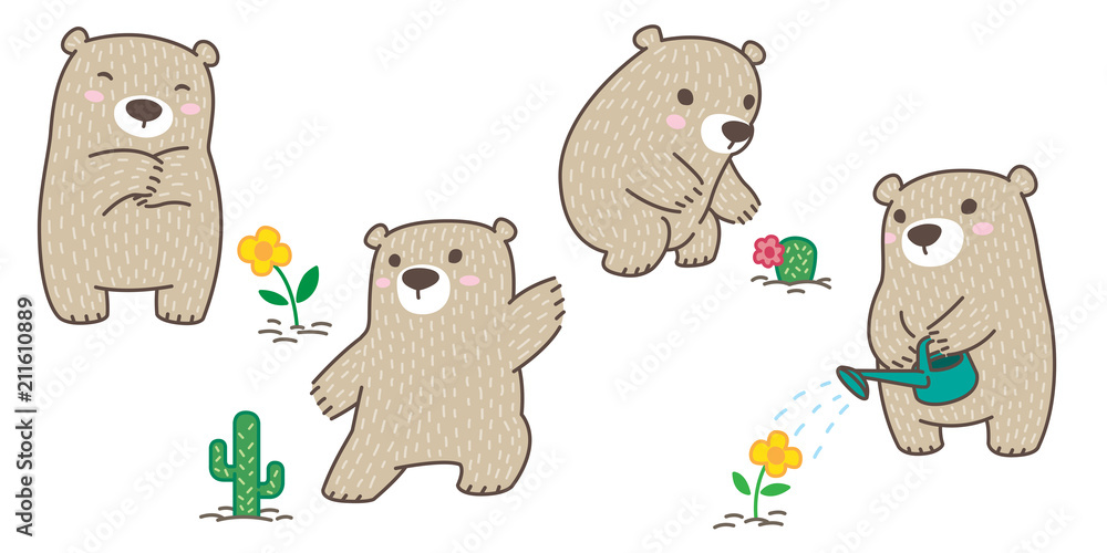 Fototapeta premium Bear vector Polar Bear icon logo flower cactus yard wood illustration character cartoon