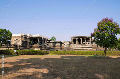 View of Nandi Mandapa and Hoysaleshwara Temple, Halebid, Karnataka. View from East.