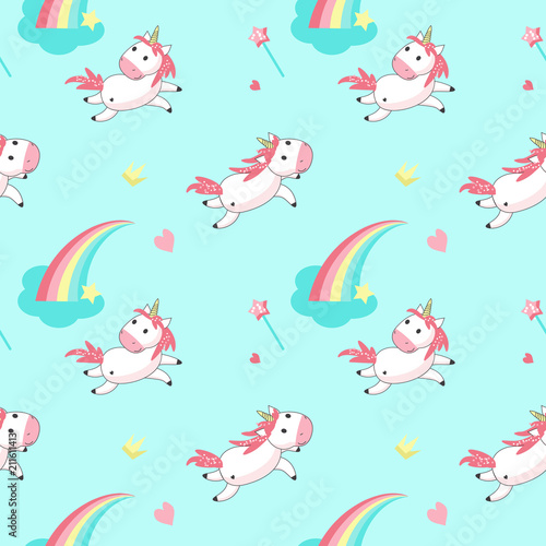 Magic unicorn vector seamless pattern © Siberian Art